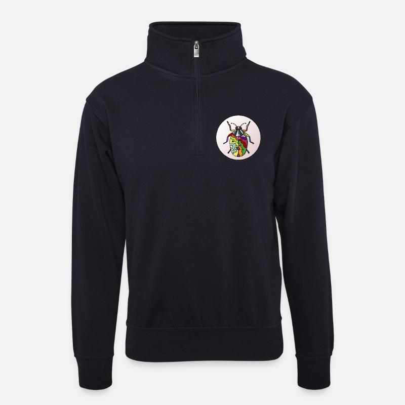 Lebender Regenbogenkäfer - Unisex Pullover mit Zip-Kragen - Dunkelnavy