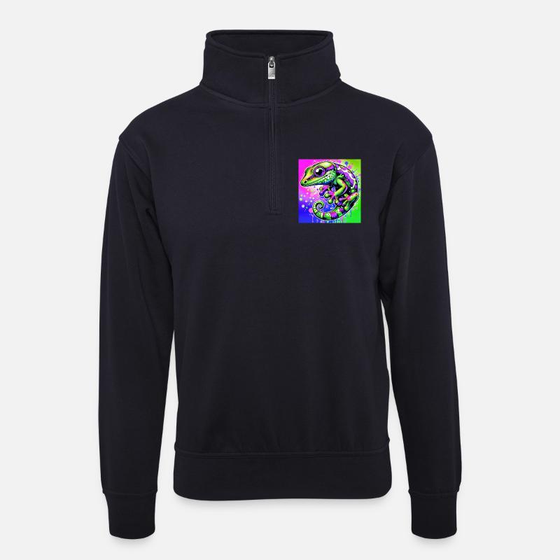 Gecko - Unisex Pullover mit Zip-Kragen - Dunkelnavy