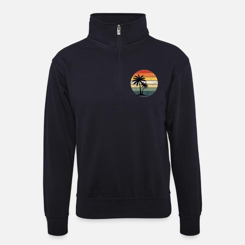 Tropischer Strandurlaub - Unisex Pullover mit Zip-Kragen - Dunkelnavy