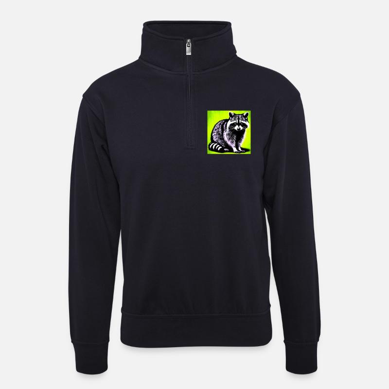 Waschbär - Unisex Pullover mit Zip-Kragen - Dunkelnavy