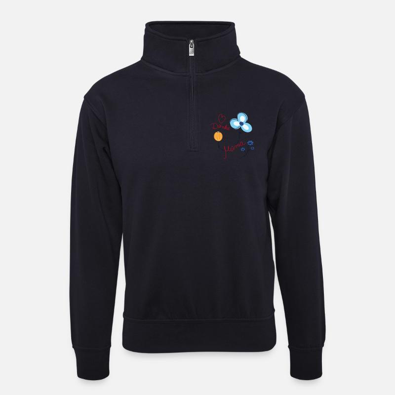 Danke Mama  - Unisex Pullover mit Zip-Kragen - Dunkelnavy