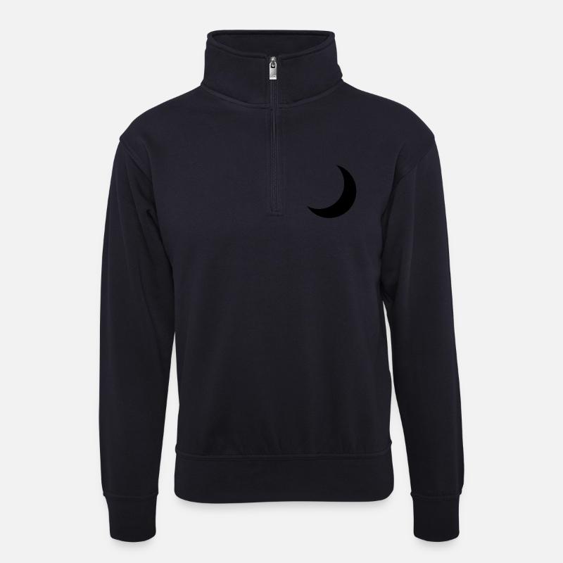 Halbmond - Unisex Pullover mit Zip-Kragen - Dunkelnavy