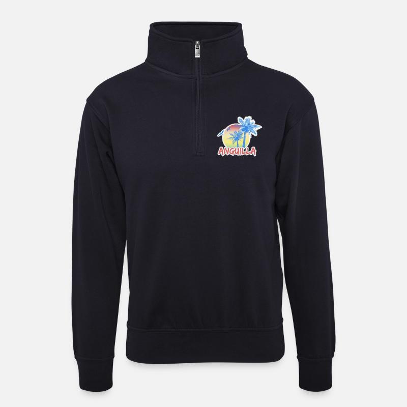 Geschenk für Anguilla - Unisex Pullover mit Zip-Kragen - Dunkelnavy