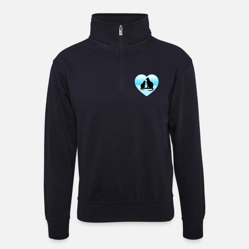 Katzen - Unisex Pullover mit Zip-Kragen - Dunkelnavy