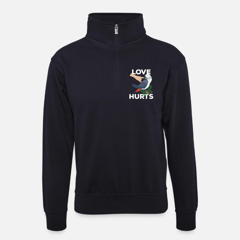 Hurts Parrot Grafik - Unisex Pullover mit Zip-Kragen - Dunkelnavy