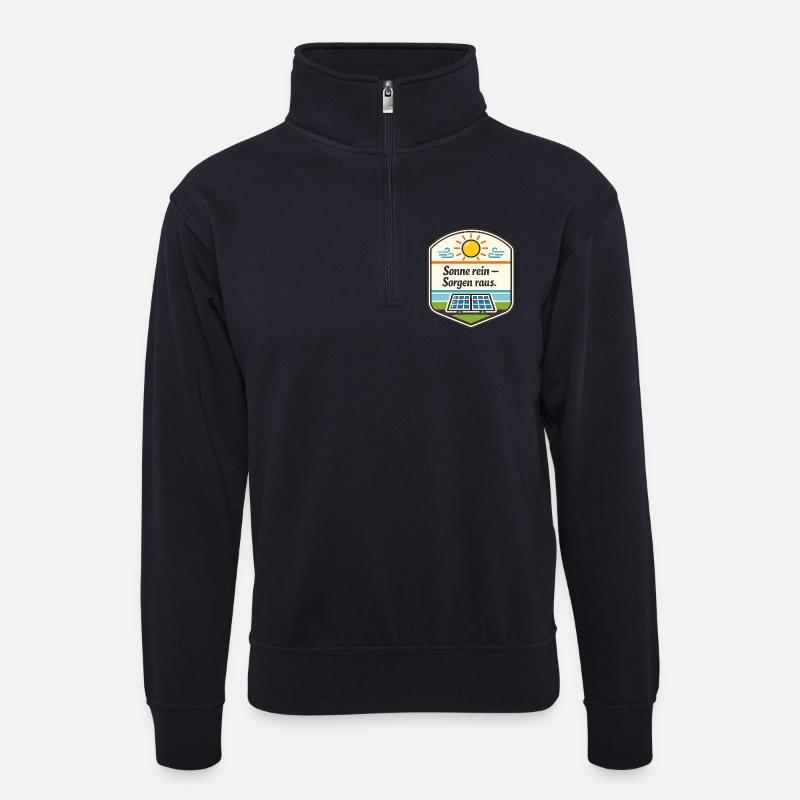 Sonne rein – Sorgen raus - Unisex Pullover mit Zip-Kragen - Dunkelnavy