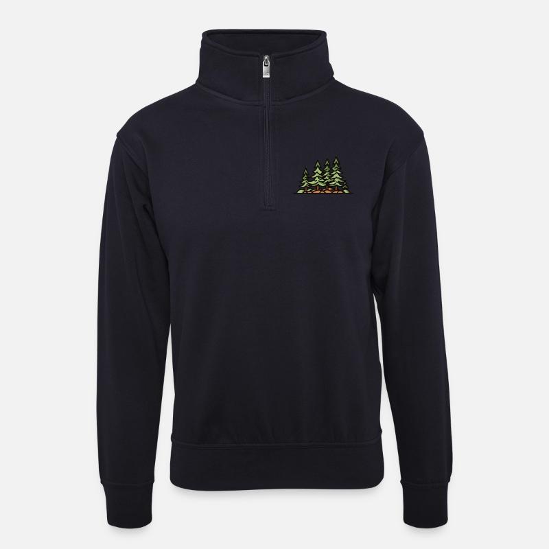 Wald Bäume - Unisex Pullover mit Zip-Kragen - Dunkelnavy