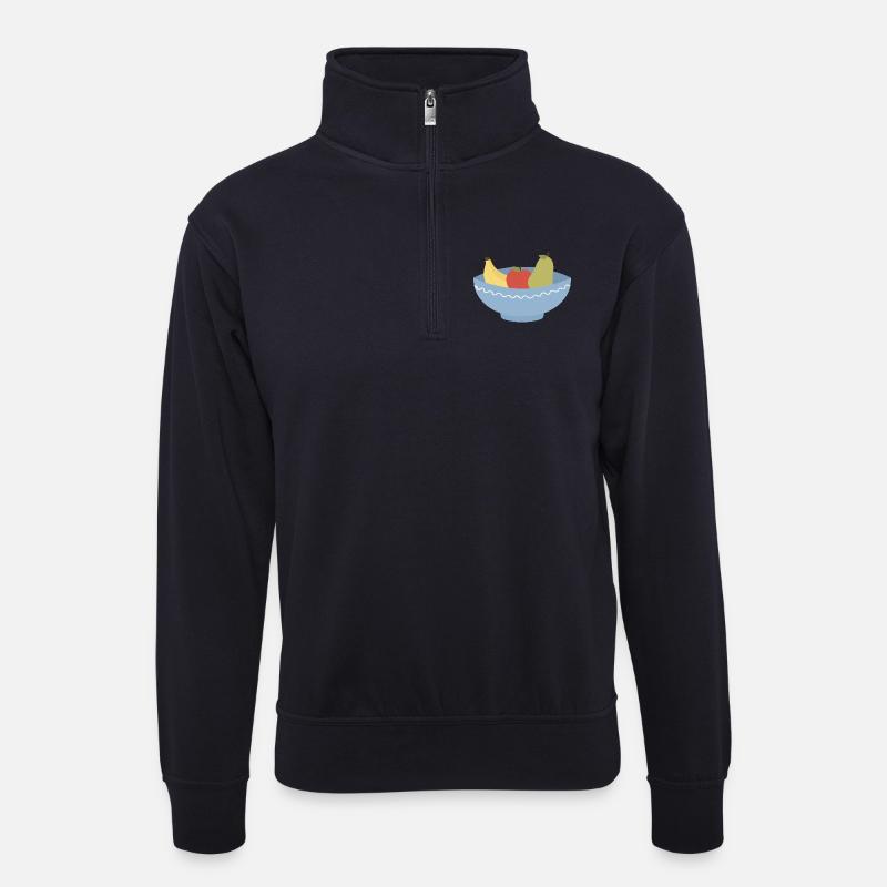 Obstschalen-Stillleben-Illustration - Unisex Pullover mit Zip-Kragen - Dunkelnavy