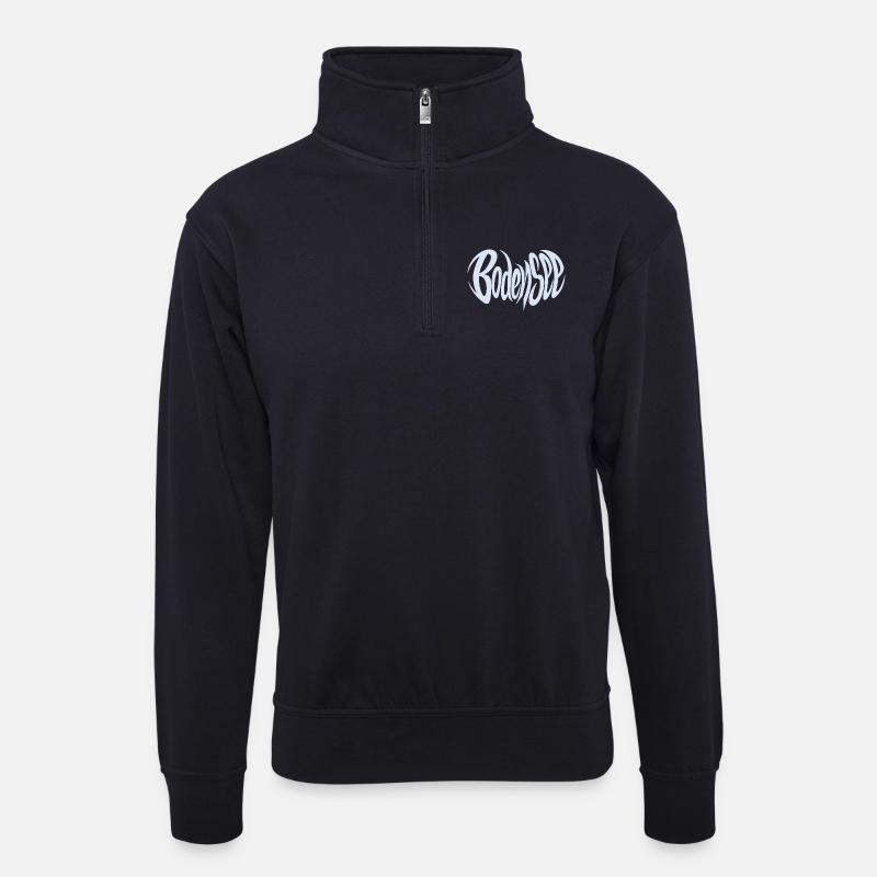 Bodensee Schriftzug - Unisex Pullover mit Zip-Kragen - Dunkelnavy