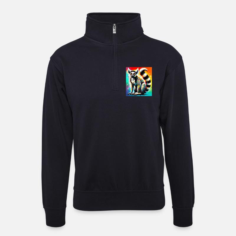 Lemur - Unisex Pullover mit Zip-Kragen - Dunkelnavy
