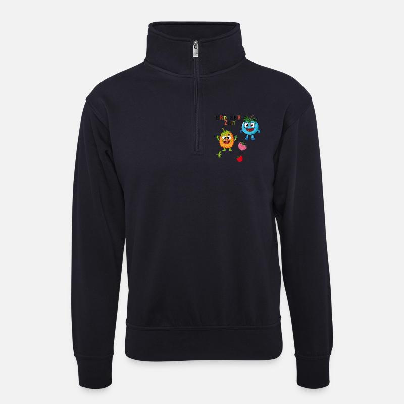 Erdbeerzeit - Unisex Pullover mit Zip-Kragen - Dunkelnavy