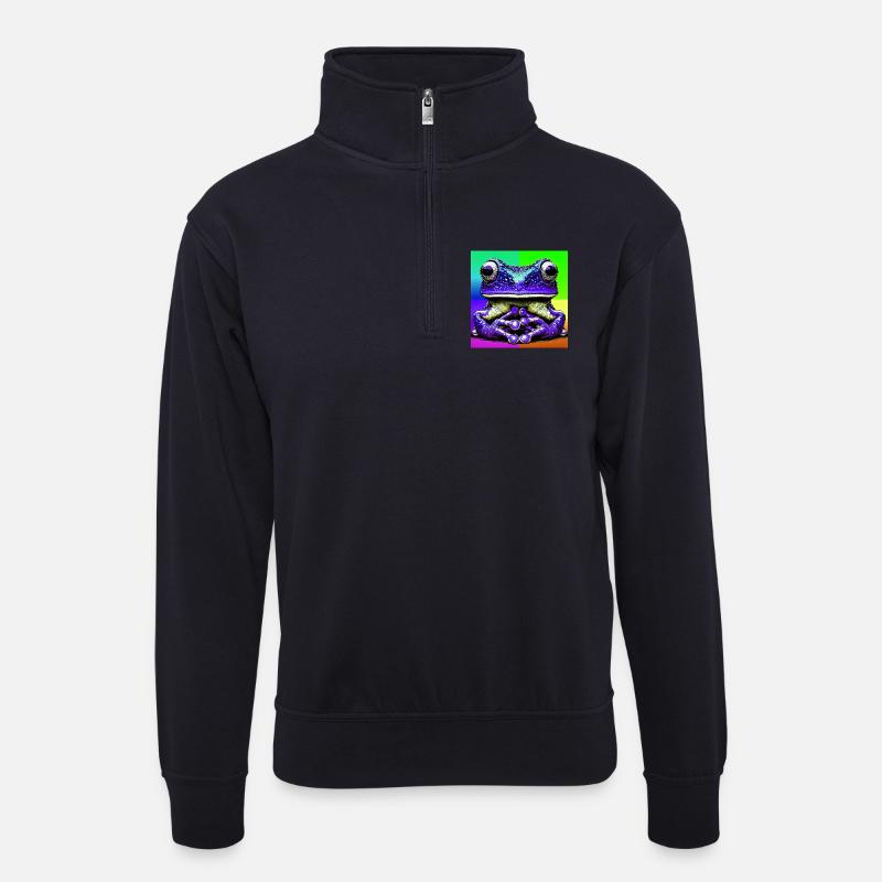 Frosch - Unisex Pullover mit Zip-Kragen - Dunkelnavy