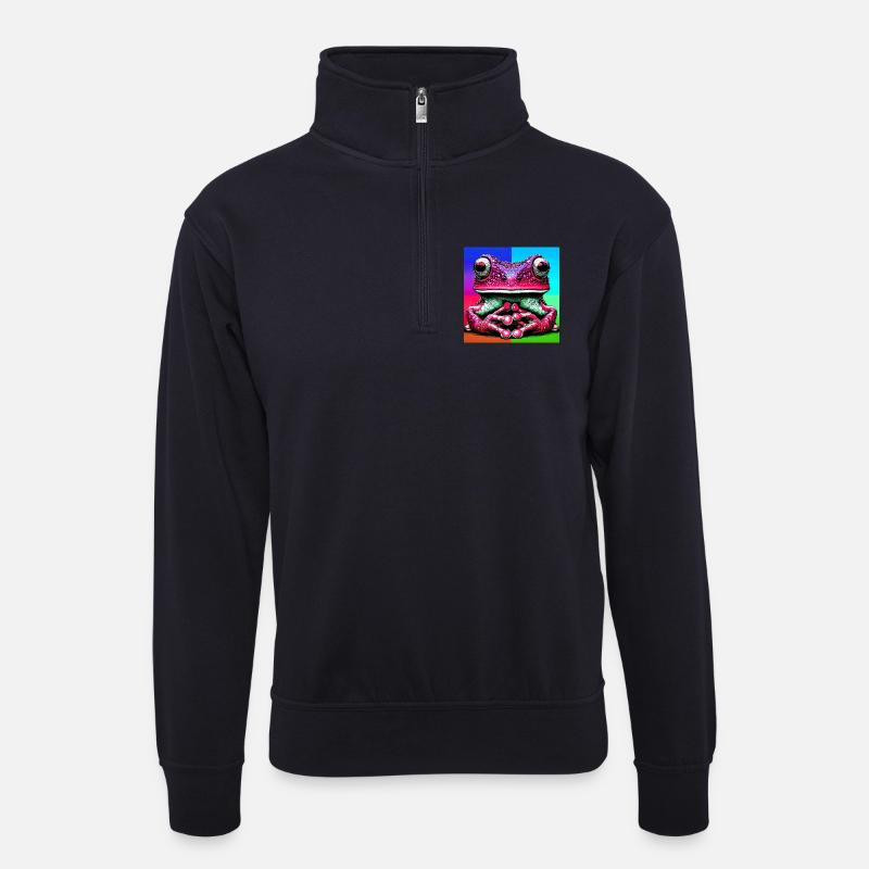 Frosch - Unisex Pullover mit Zip-Kragen - Dunkelnavy