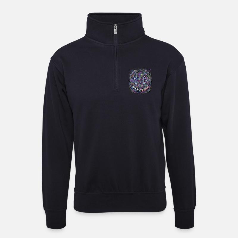 Selective Hearing - Unisex Pullover mit Zip-Kragen - Dunkelnavy