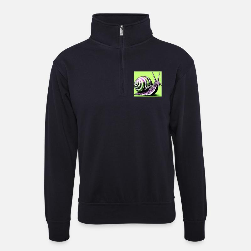 Schnecke - Unisex Pullover mit Zip-Kragen - Dunkelnavy