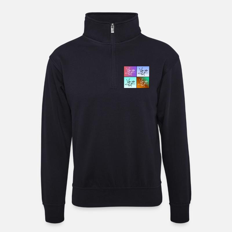 Life is Art - Unisex Pullover mit Zip-Kragen - Dunkelnavy