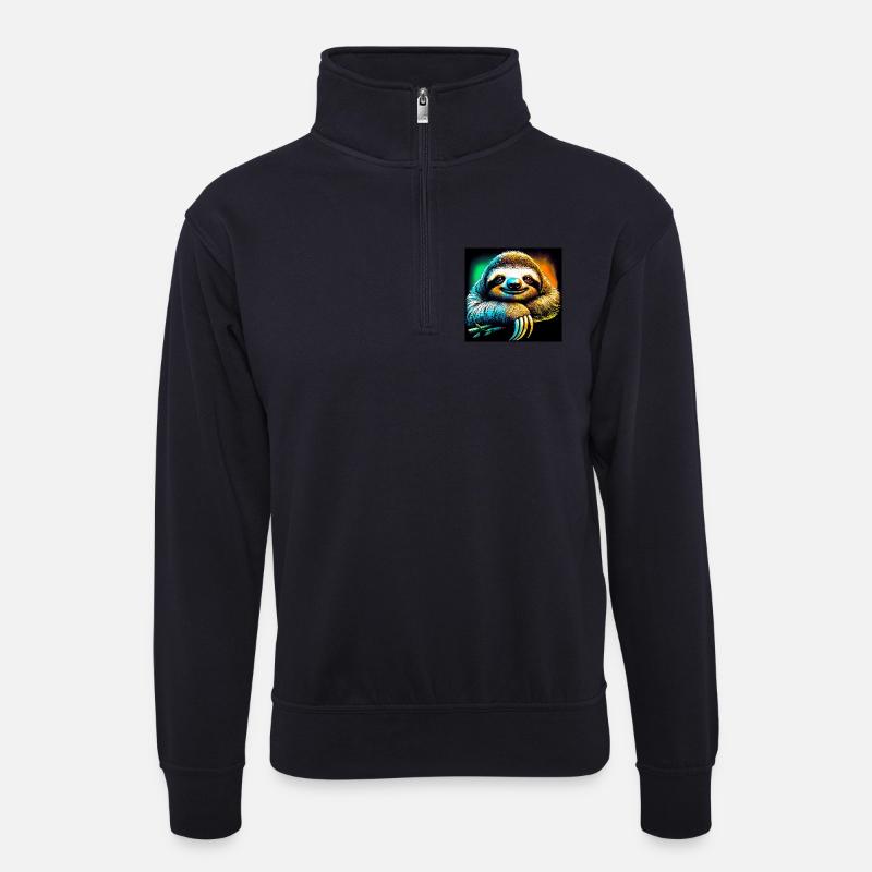 sloth - Unisex sweater with zip collar - dark navy