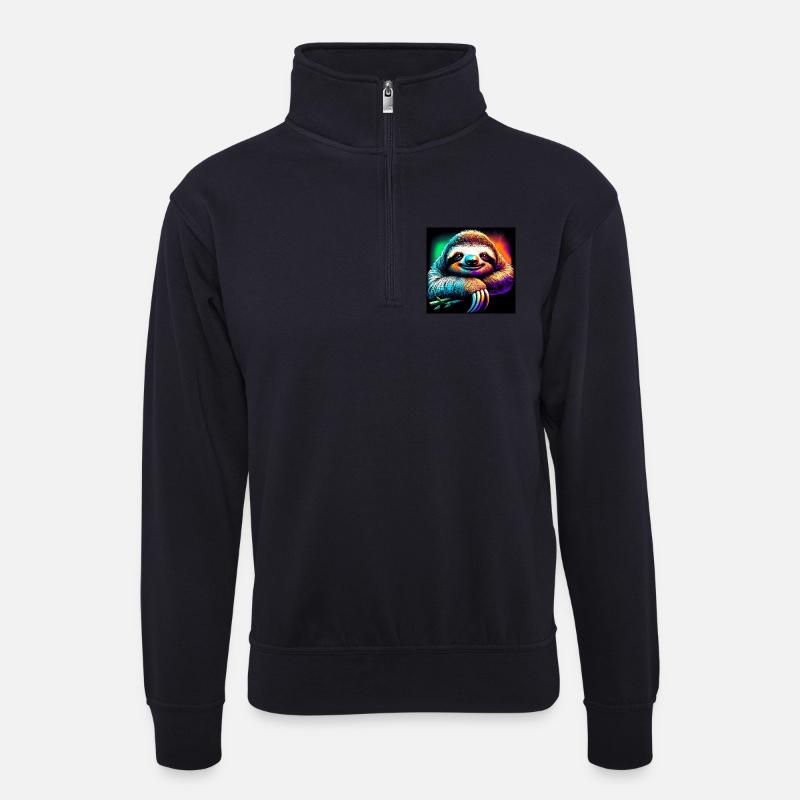 Faultier - Unisex Pullover mit Zip-Kragen - Dunkelnavy