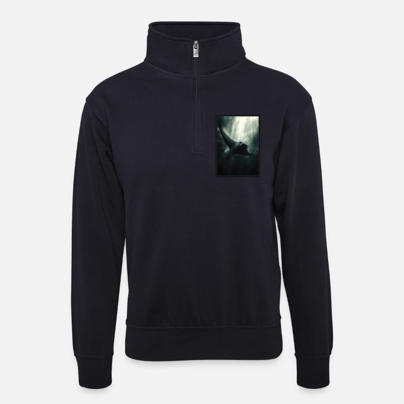 Rochen Mantarochen - Unisex Pullover mit Zip-Kragen - Dunkelnavy