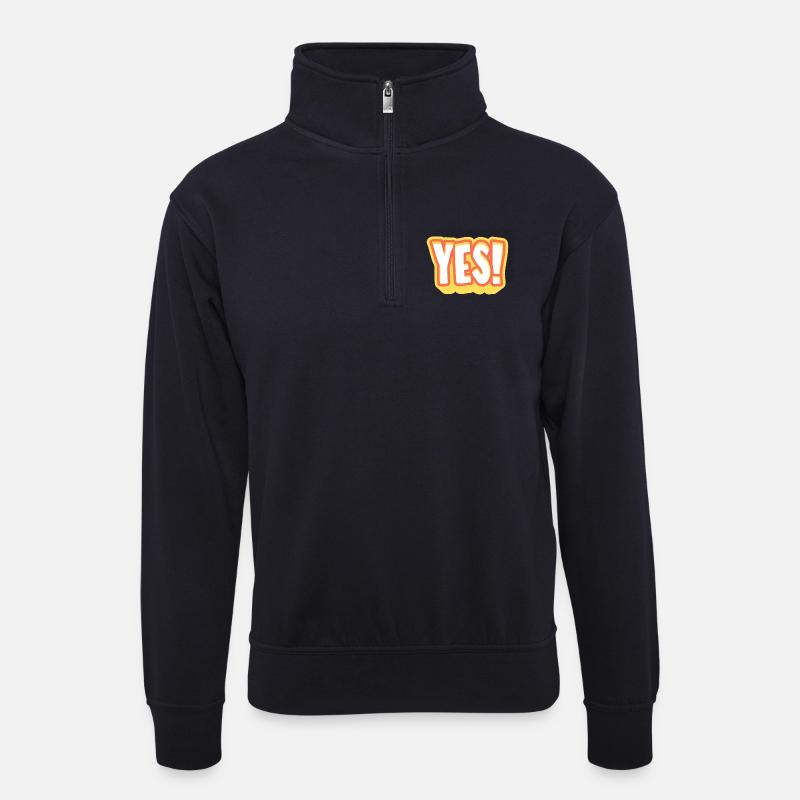 Yes! Knalliges Pop-Yes Design - Unisex Pullover mit Zip-Kragen - Dunkelnavy