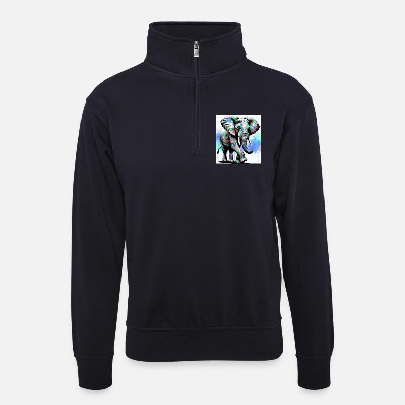 Elefant - Unisex Pullover mit Zip-Kragen - Dunkelnavy