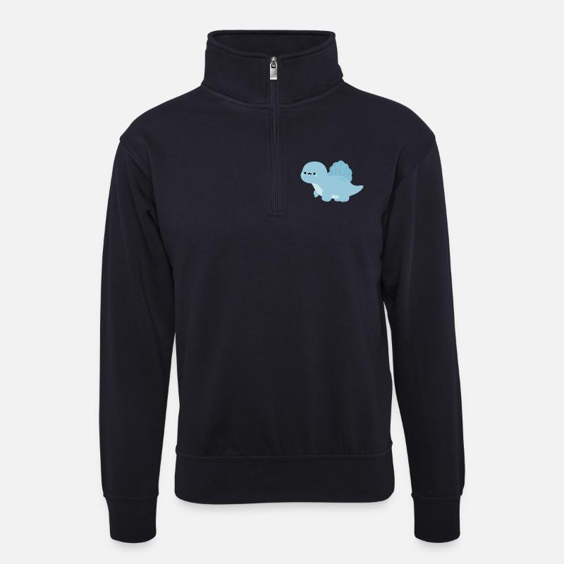 Spinosaurus Nelly - Unisex Pullover mit Zip-Kragen - Dunkelnavy