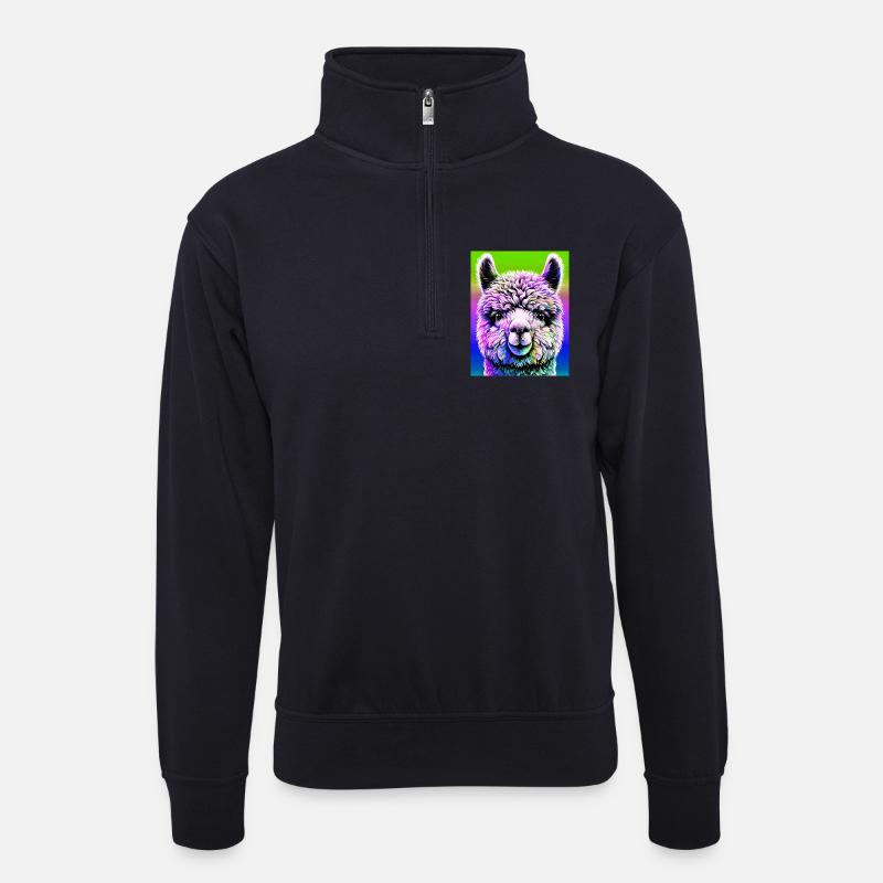 Alpaka - Unisex Pullover mit Zip-Kragen - Dunkelnavy