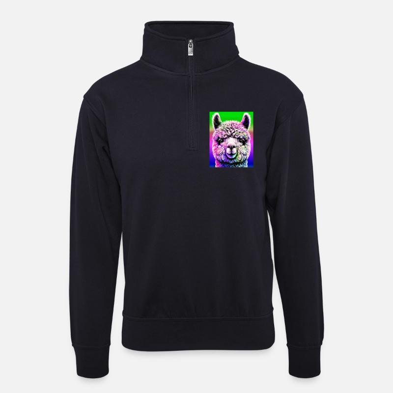 Alpaka - Unisex Pullover mit Zip-Kragen - Dunkelnavy