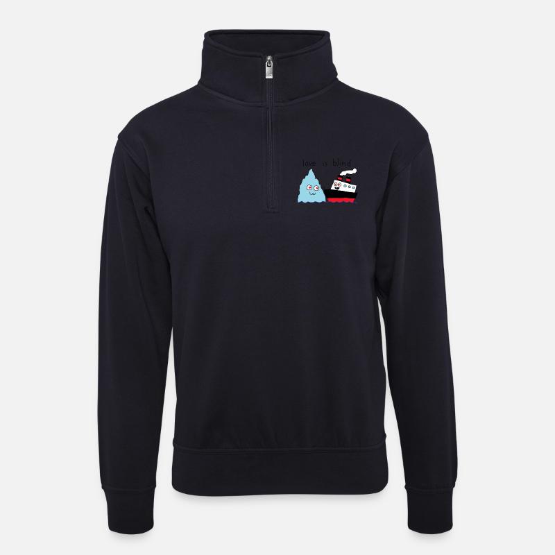 Liebe ist blind - Unisex Pullover mit Zip-Kragen - Dunkelnavy