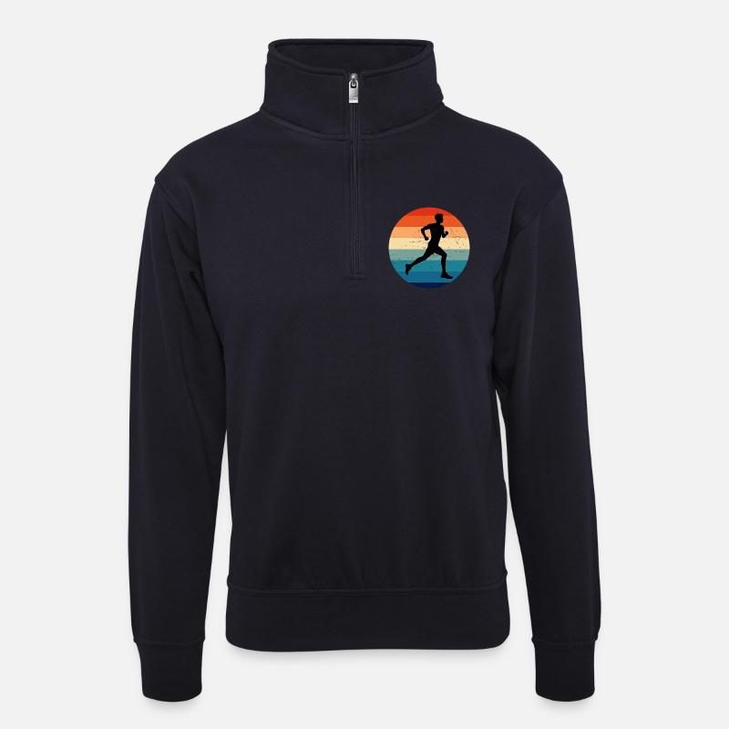 Geschenkidee für einen Running mit Running - Unisex Pullover mit Zip-Kragen - Dunkelnavy