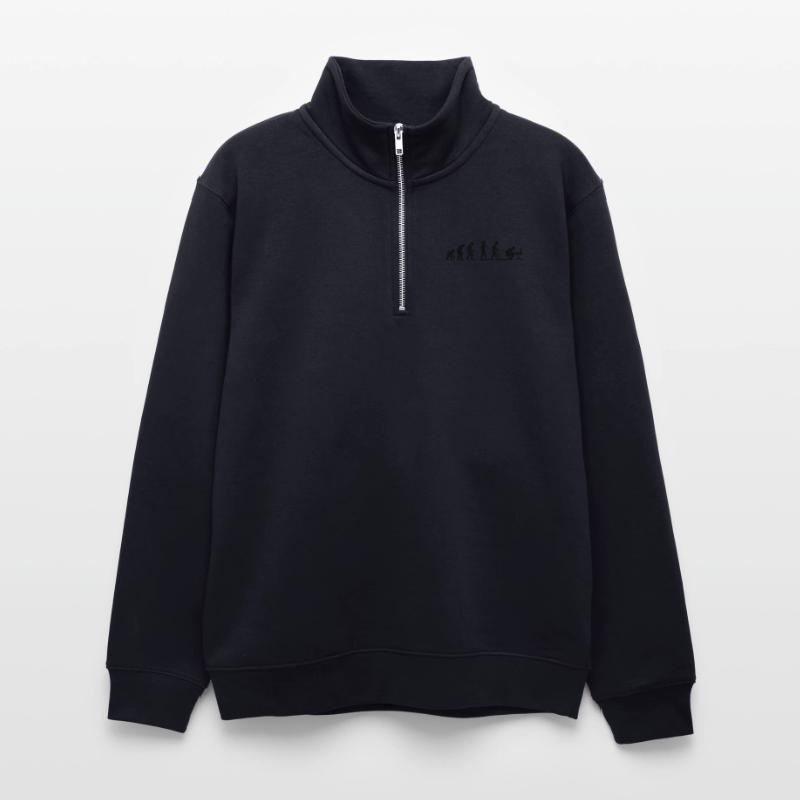 Programmierer Computerfreak Evolution Unisex Pullover mit Zip-Kragen