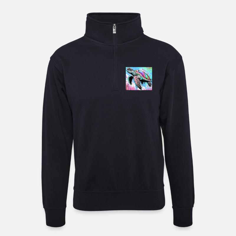 Schildkröte - Unisex Pullover mit Zip-Kragen - Dunkelnavy