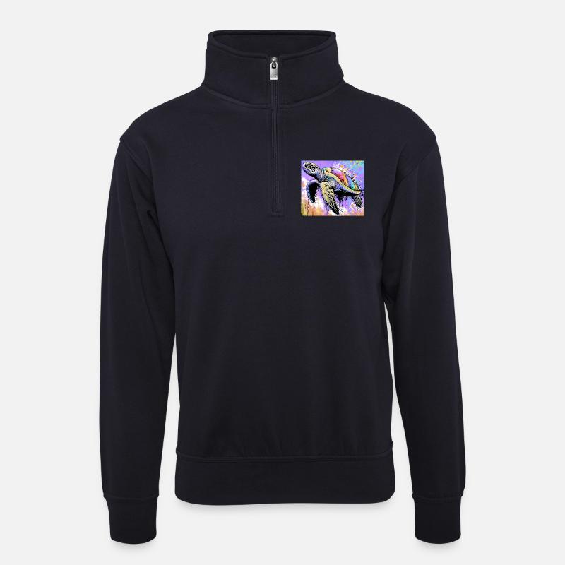 Schildkröte - Unisex Pullover mit Zip-Kragen - Dunkelnavy