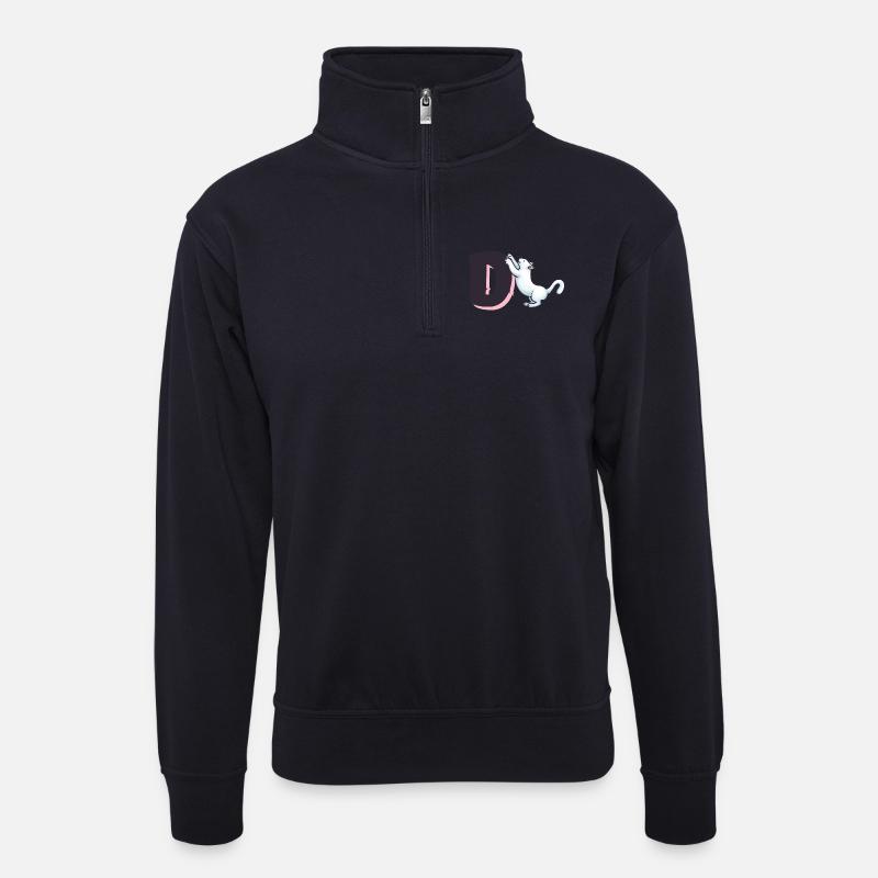 Katze Buchstabe D - Unisex Pullover mit Zip-Kragen - Dunkelnavy