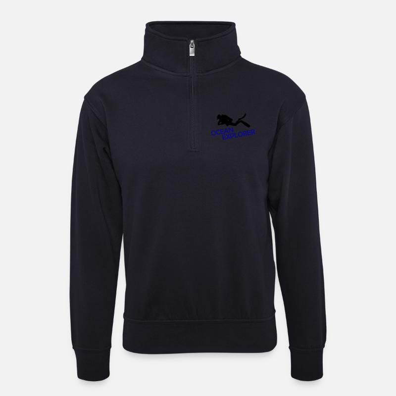 OCEAN EXPLORER - Unisex Pullover mit Zip-Kragen - Dunkelnavy