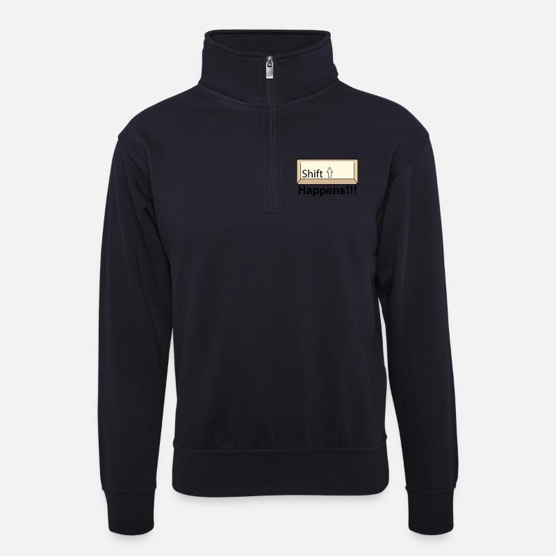Shift Key Minimal Keyboard Design - Unisex Pullover mit Zip-Kragen - Dunkelnavy