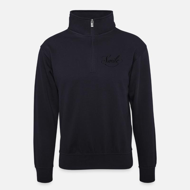 Lächeln - Unisex Pullover mit Zip-Kragen - Dunkelnavy