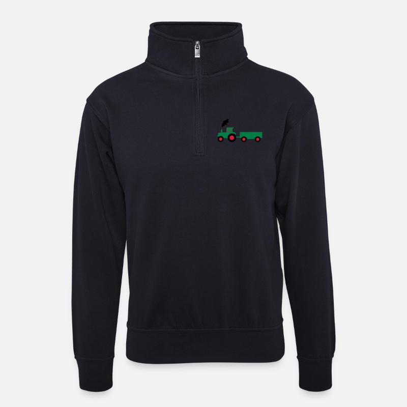 traktor trecker anhaenger - Unisex Pullover mit Zip-Kragen - Dunkelnavy