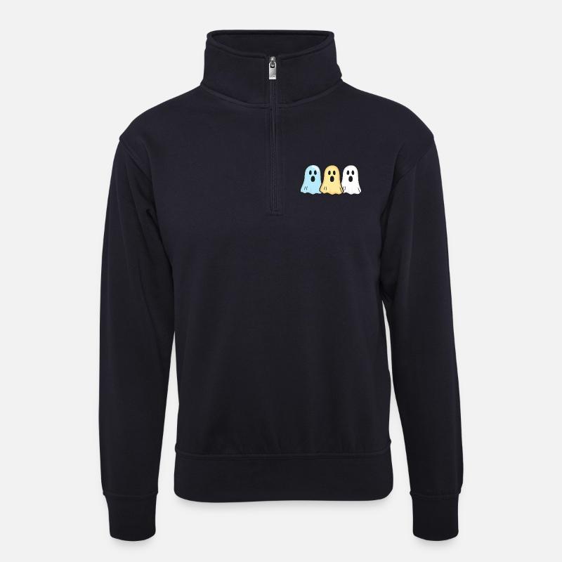 Geister Halloween Witzig Team - Unisex Pullover mit Zip-Kragen - Dunkelnavy