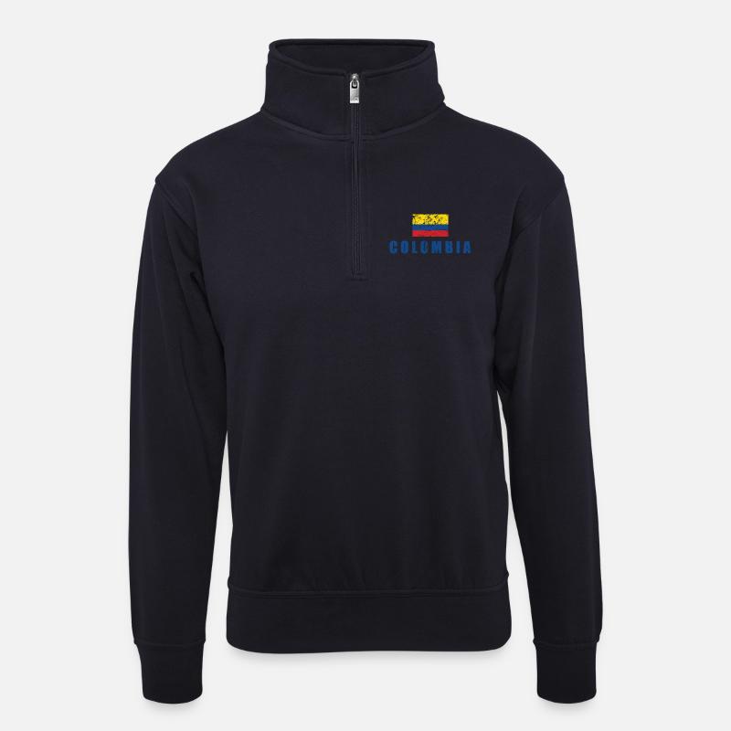 Kolumbien - Unisex Pullover mit Zip-Kragen - Dunkelnavy