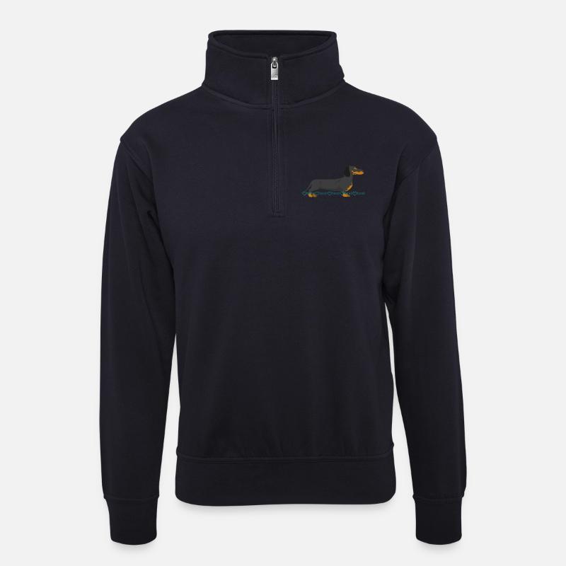 Dackel Silhouette mit Wasserzeichen Muster - Unisex Pullover mit Zip-Kragen - Dunkelnavy