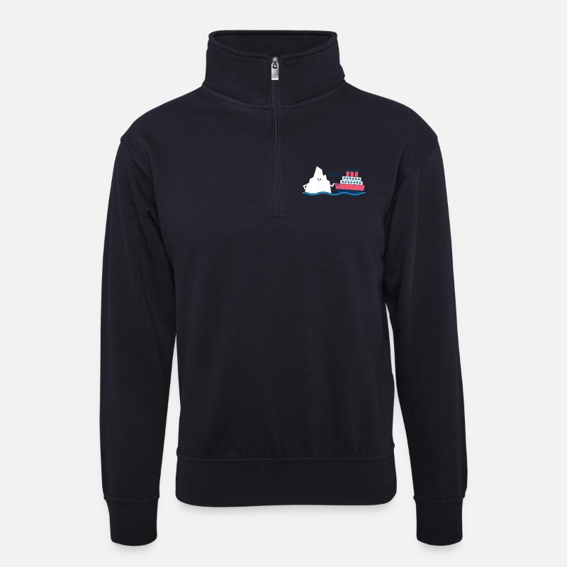 Boop T-Shirt - Unisex Pullover mit Zip-Kragen - Dunkelnavy