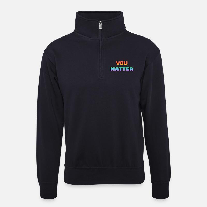 You Matter Gradientendesign - Unisex Pullover mit Zip-Kragen - Dunkelnavy