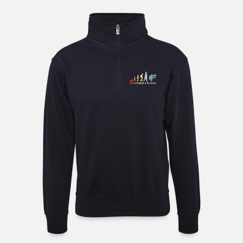 Plumber Evolution - Unisex sweater with zip collar - dark navy