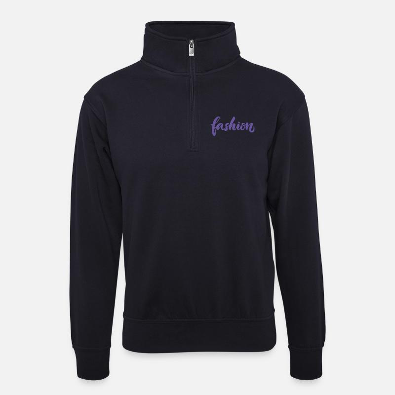 Mode-Violett-Mode-Lettering-Skript-Trend - Unisex Pullover mit Zip-Kragen - Dunkelnavy