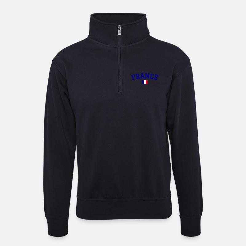 France Flagge Design Blau - Unisex Pullover mit Zip-Kragen - Dunkelnavy