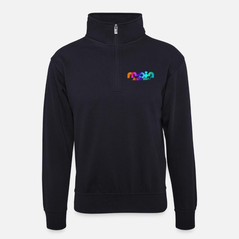 Moin heisst das! - Unisex Pullover mit Zip-Kragen - Dunkelnavy