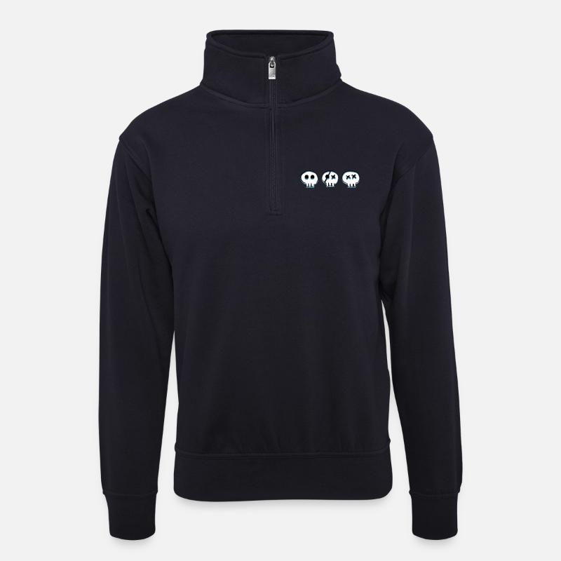 bones skulls - Unisex Pullover mit Zip-Kragen - Dunkelnavy