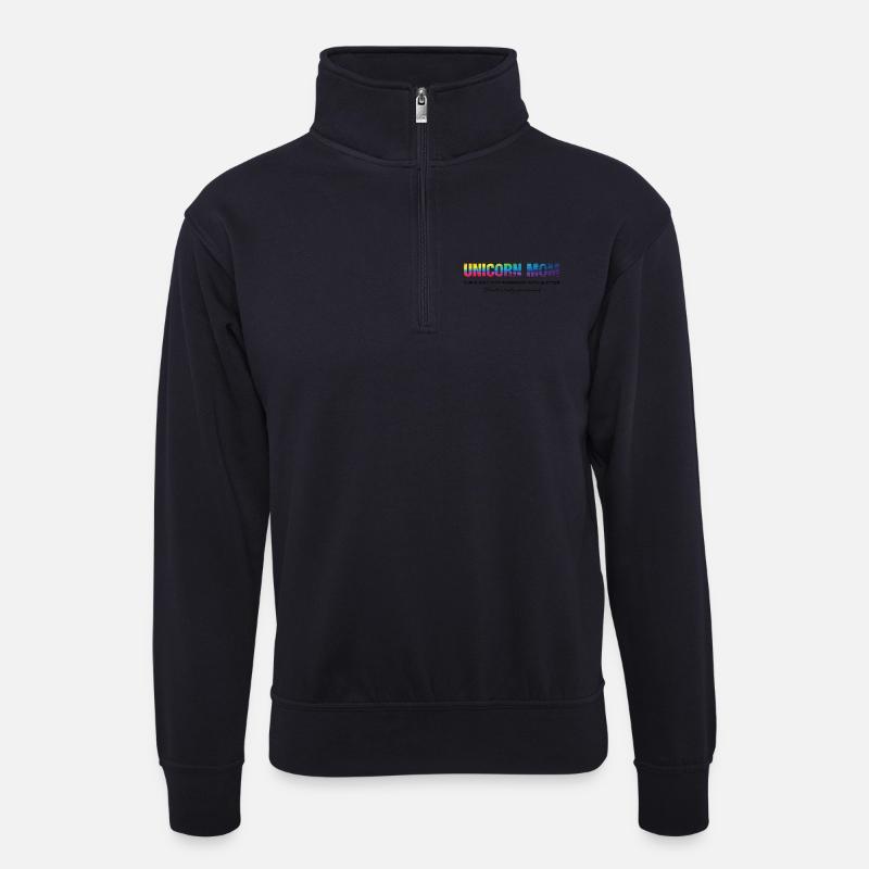 Einhorn Mama Dunkel - Unisex Pullover mit Zip-Kragen - Dunkelnavy