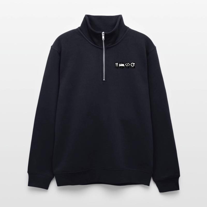 Code Sleep Repeat Developer Life Unisex sweater with zip collar